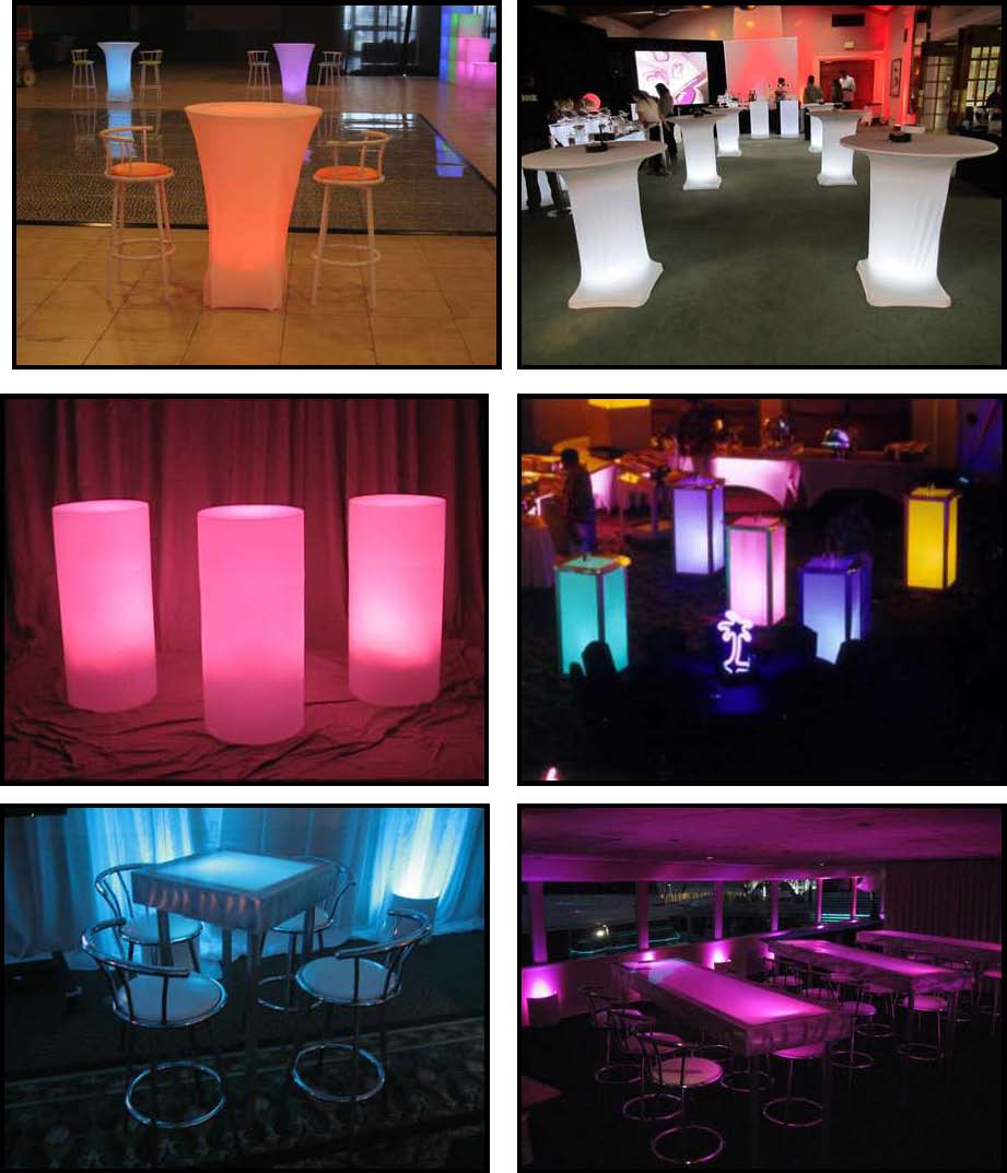 audio video & lighting - glowing standup tables